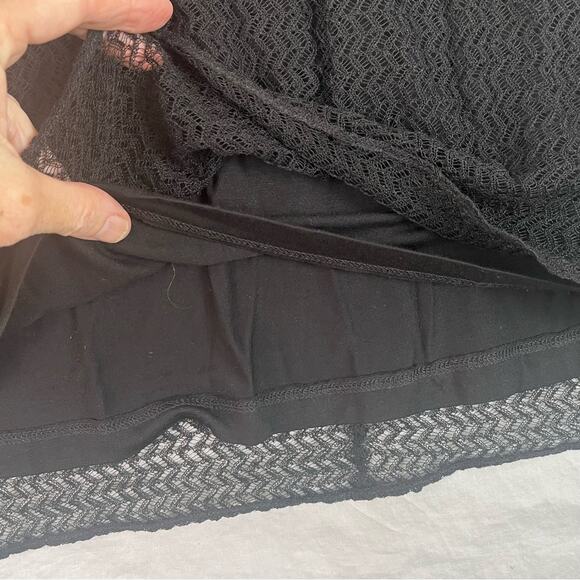 Eileen Fisher Herringbone Open Knit Lace Tank Dress Size Small Sheer Black - Picture 6 of 11